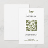 Réponse de mariage Vert Sauge avec code QR (Devant / Derrière)