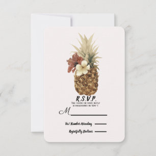 Réponse de mariage Vintage Tropicale Ananas Hibisc