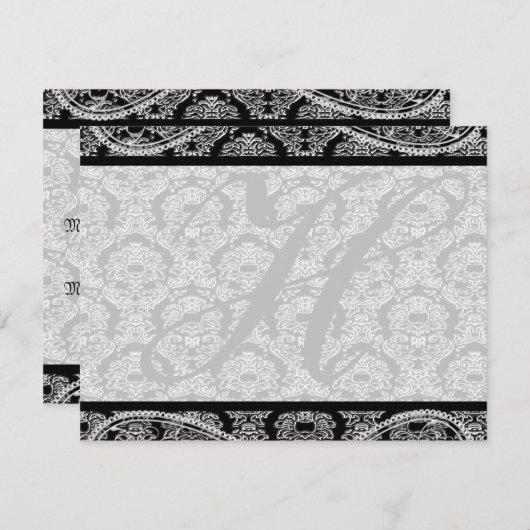 Réponse de Monogramme Black Mariage damassé RSVP