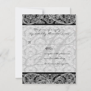 Réponse de Monogramme Black Mariage damassé RSVP