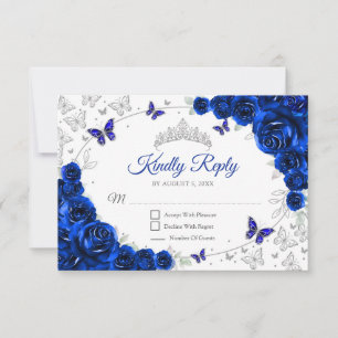 Réponse de Quinceanera Fleurie Bleu Royal Argent