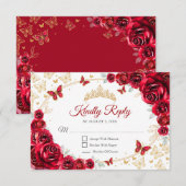 Réponse de Quinceanera Fleurie Or Rouge (Devant / Derrière)