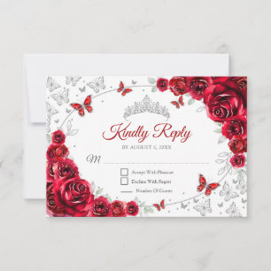 Réponse de Quinceanera Florale Argent Rouge