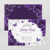 Réponse de Quinceanera Florale Argent Violet (Devant / Derrière)
