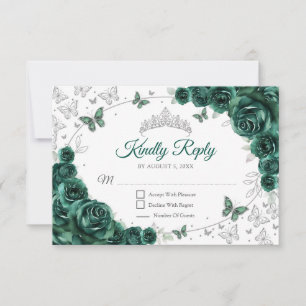Réponse de Quinceanera Florale Vert Émeraude Argen