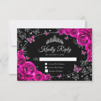Réponse de Quinceanera Rose Fuchsia Argent