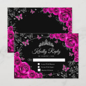 Réponse de Quinceanera Rose Fuchsia Argent (Devant / Derrière)
