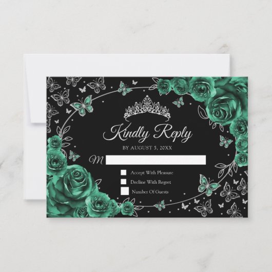 Réponse de Quinceañera Vert Émeraude Argent (Devant)