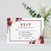Réponse de repas de mariage floral bordeaux (Debout devant)