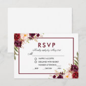 Réponse de repas de mariage floral Bourgogne (Devant / Derrière)