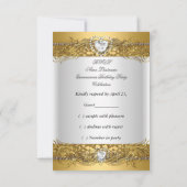 Réponse de réponse RSVP Blanc Or Quinceanera (Dos)