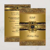 Réponse de réponse RSVP élégant léopard or noir (Devant / Derrière)