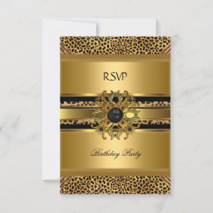 Réponse de réponse RSVP élégant léopard or noir