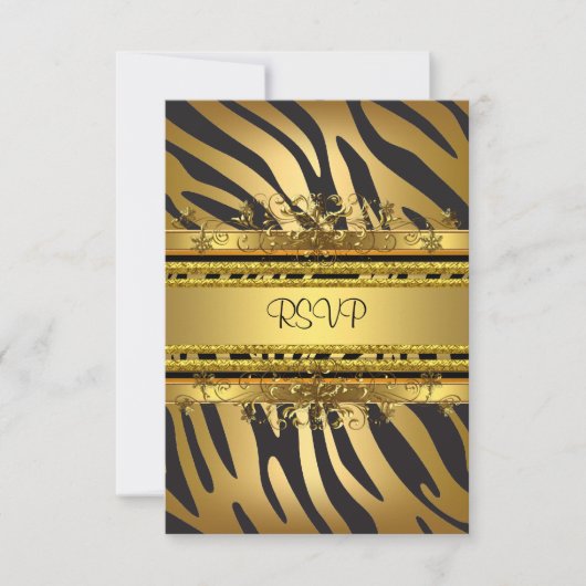 Réponse de réponse RSVP Fête Zèbre Or Noir (Devant)