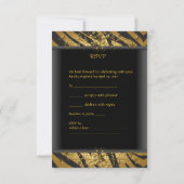 Réponse de réponse RSVP Fête Zèbre Or Noir (Dos)