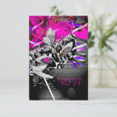 Réponse de réponse RSVP Masque de fête Argent Rose (Debout devant)