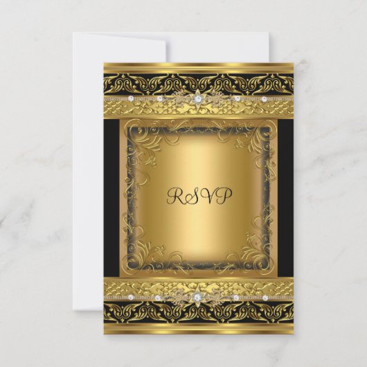 Réponse de réponse RSVP métallisé or noir diamant (Devant)