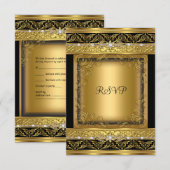 Réponse de réponse RSVP métallisé or noir diamant (Devant / Derrière)