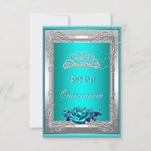 Réponse de réponse RSVP Roses sarcelle argent Quin (Devant)
