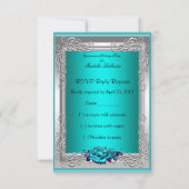 Réponse de réponse RSVP Roses sarcelle argent Quin (Dos)