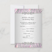 Réponse de réponse RSVP Zèbre Rose Blanc Argent (Dos)