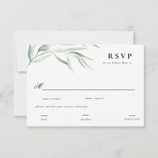 Réponse de RSVP de mariage à la verdure luxuriante (Devant)
