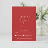 Réponse de RSVP de mariage au script rouge minimal (Debout devant)