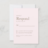 Réponse de RSVP de mariage au texte rose et or (Devant)