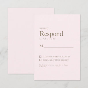 Réponse de RSVP de mariage au texte rose et or