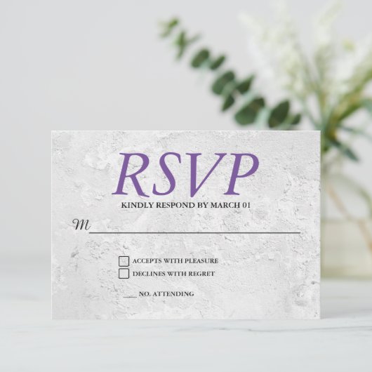 Réponse de RSVP de mariage avec mur gris uni Moder (Debout devant)