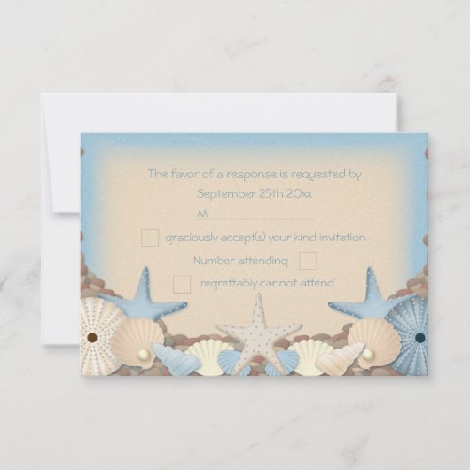 Réponse de RSVP de mariage de beaux coquillages de (Devant)