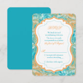 Réponse de RSVP de mariage floral sarcelle et oran (Devant / Derrière)