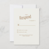 Réponse de RSVP de mariage moderne crème (Devant)