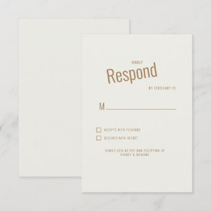 Réponse de RSVP de mariage moderne crème