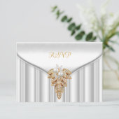 Réponse de RSVP Élégante Perle d'Or Blanc (Debout devant)