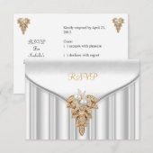 Réponse de RSVP Élégante Perle d'Or Blanc (Devant / Derrière)