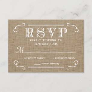 Réponse de RSVP Rustique Burlap Tan et Mariage bla