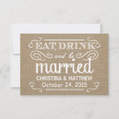 Réponse de RSVP Rustique Burlap Tan et Mariage bla (Dos)