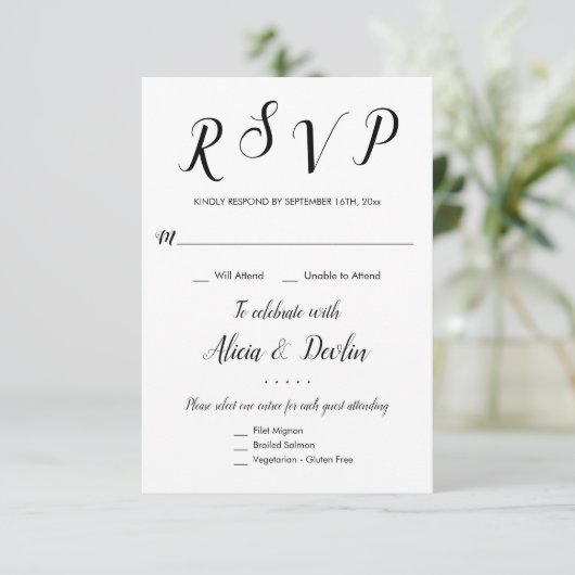 Réponse de sélection de menu 3 pour RSVP (Debout devant)