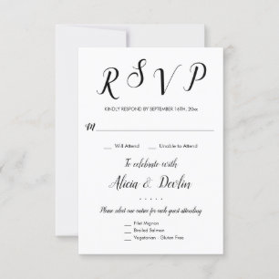 Réponse de sélection de menu pour 3 entrées RSVP