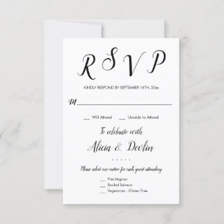 Réponse de sélection de menu pour 3 entrées RSVP
