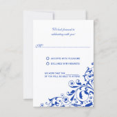 Réponse de style royal bleu avec volutes RSVP (Dos)