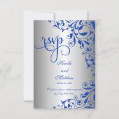Réponse de style royal bleu et argenté RSVP (Devant)