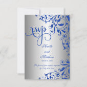 Réponse de style royal bleu et argenté RSVP (Devant)
