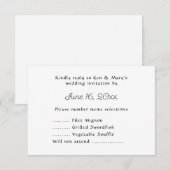 Réponse de texte RSVP de mariage avec sélection de (Devant / Derrière)