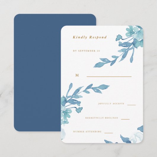 Réponse délicate bleue florale et feuillage pour m (Devant / Derrière)