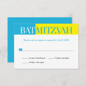 Réponse du Bat mitzvah de bloc jaune turquoise (Devant / Derrière)