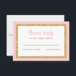 Réponse du Bat mitzvah de Parties scintillant rose<br><div class="desc">Cette carte d'encart branchée présente des lettres audacieuses sur le devant avec un look superposé en parties scintillant dorée et blanc, et un arrière - plan de couleur solide. Ajoutez votre texte à l'aide du formulaire modèle. Modifiez la police, la disposition et les couleurs à l'aide de la fonction Personnaliser....</div>