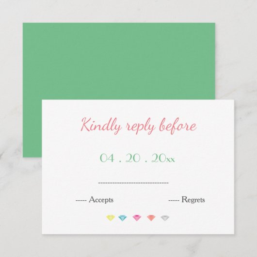 Réponse du Mariage amusant et brillant CARTE RSVP (Devant / Derrière)
