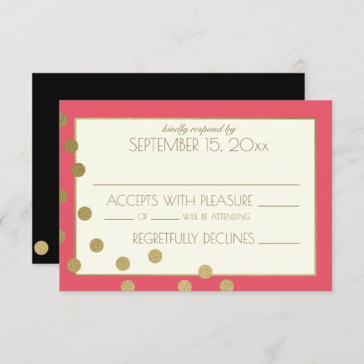 Réponse du Mariage aux points Confetti d'or (Devant / Derrière)